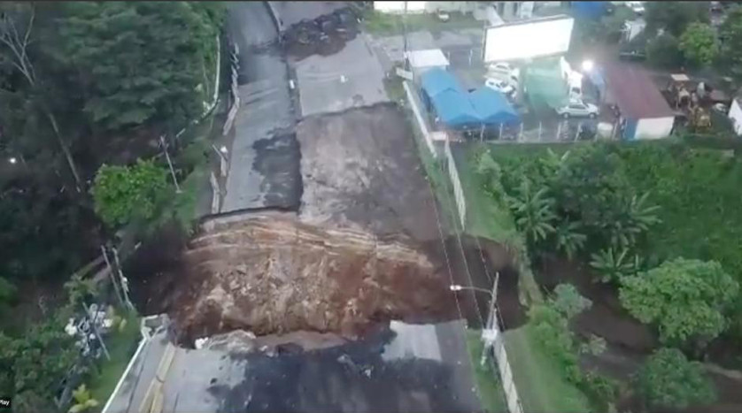 Así se ve desde el aire, el hundimiento en Villa Nueva | AquiAhora